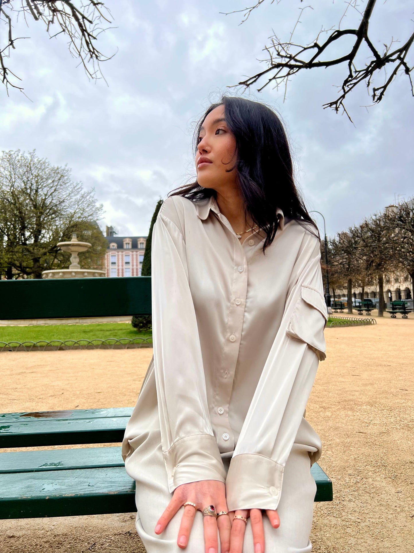 Blouse satinée