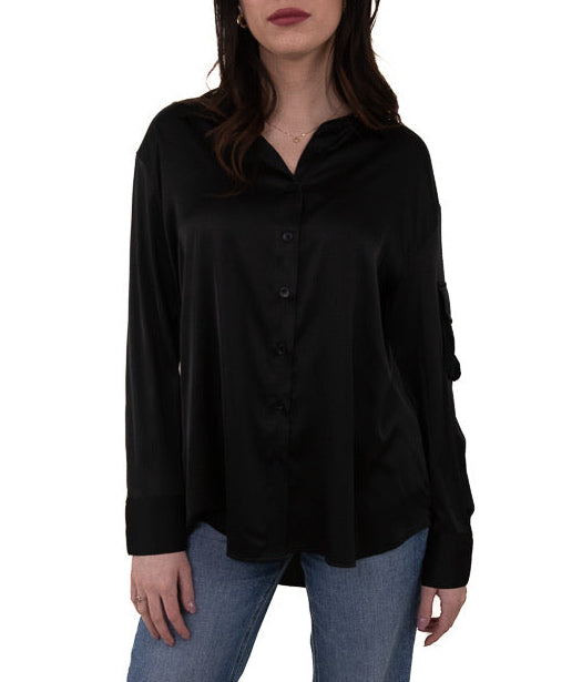 Long-sleeved satin blouse