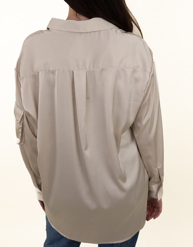 Long-sleeved satin blouse