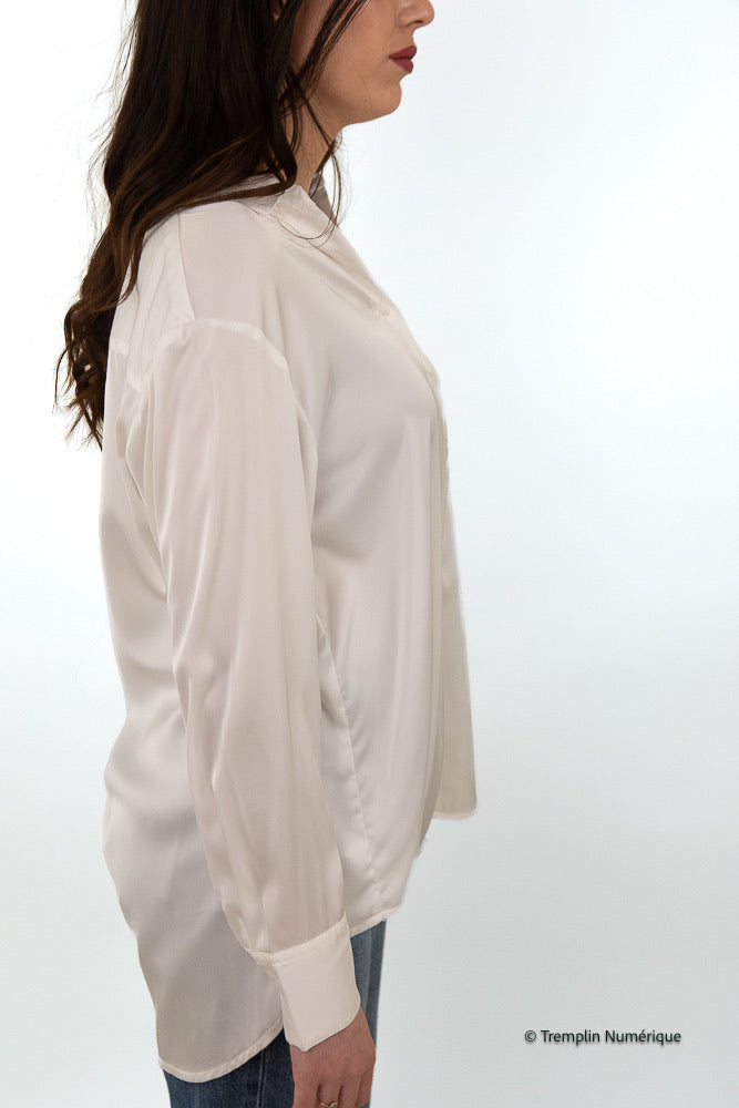 Long-sleeved satin blouse