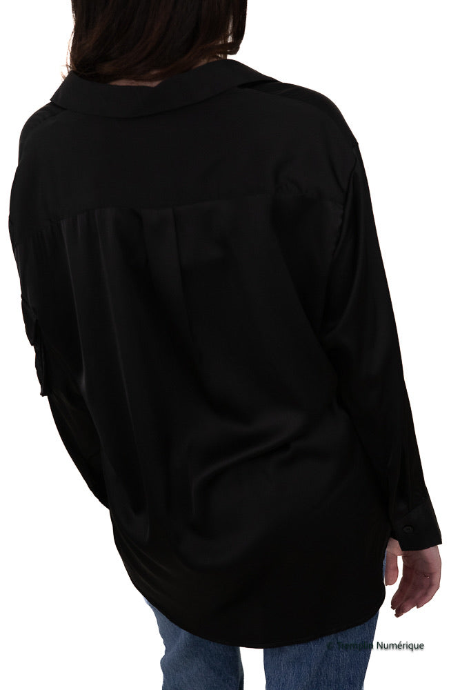 Long-sleeved satin blouse