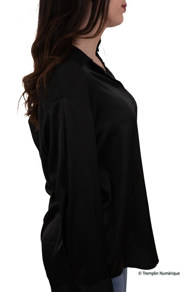 Long-sleeved satin blouse