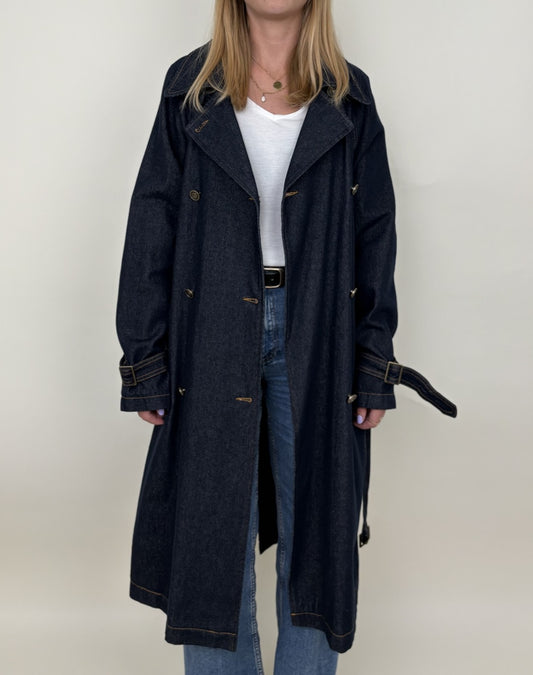 Denim trench coat