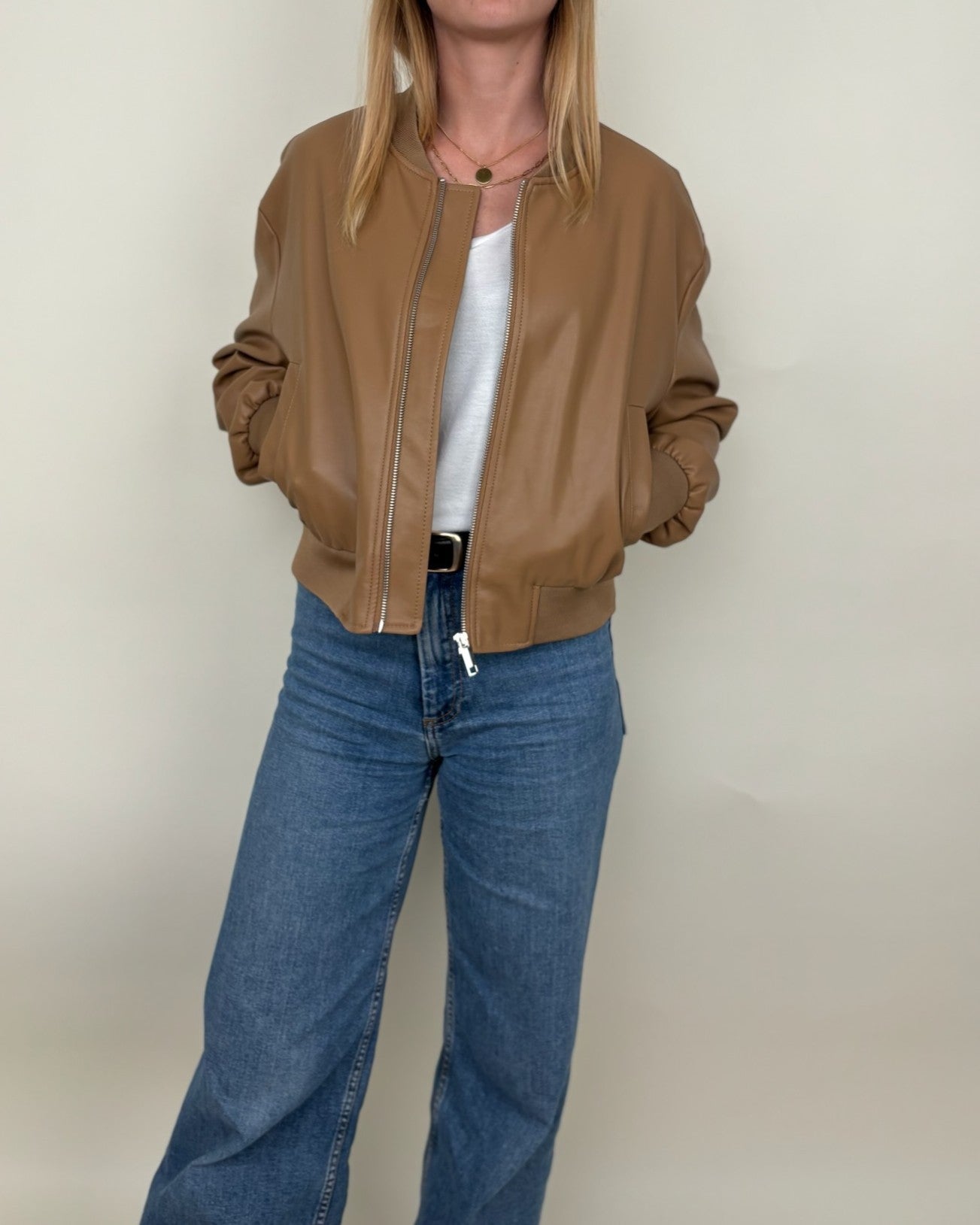 Blouson bomber en similicuir