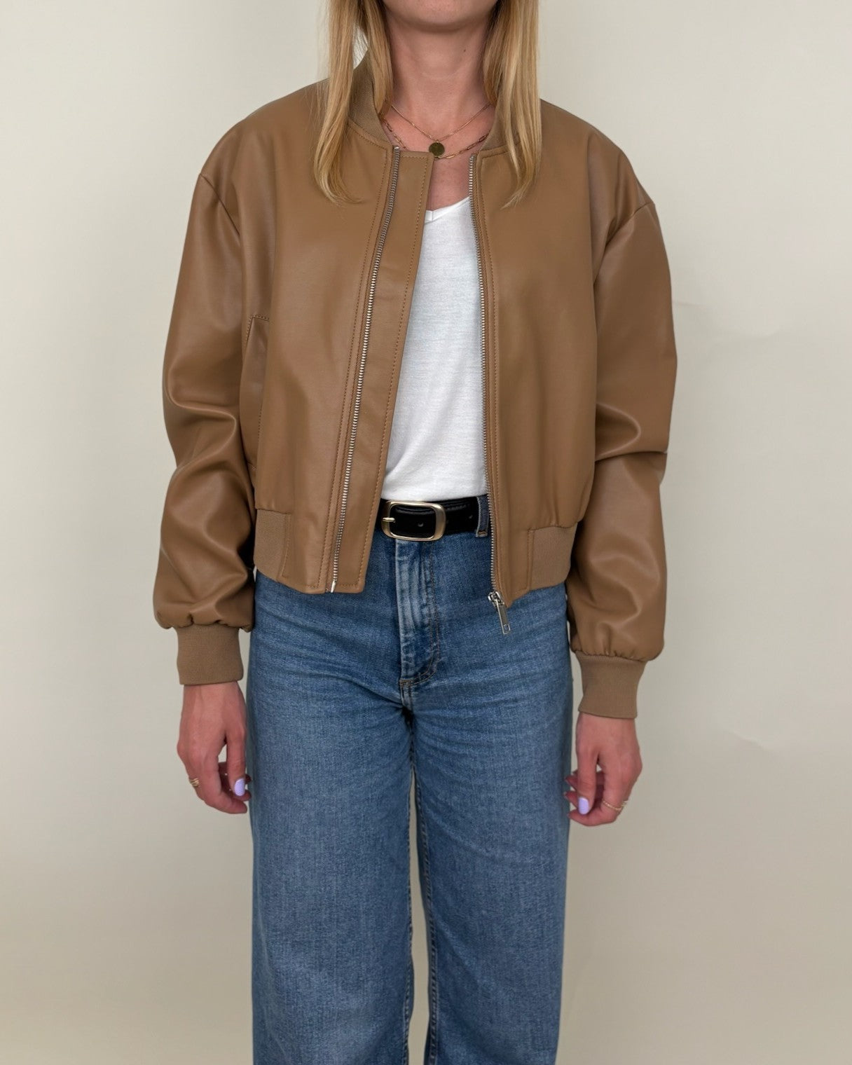 Blouson bomber en similicuir