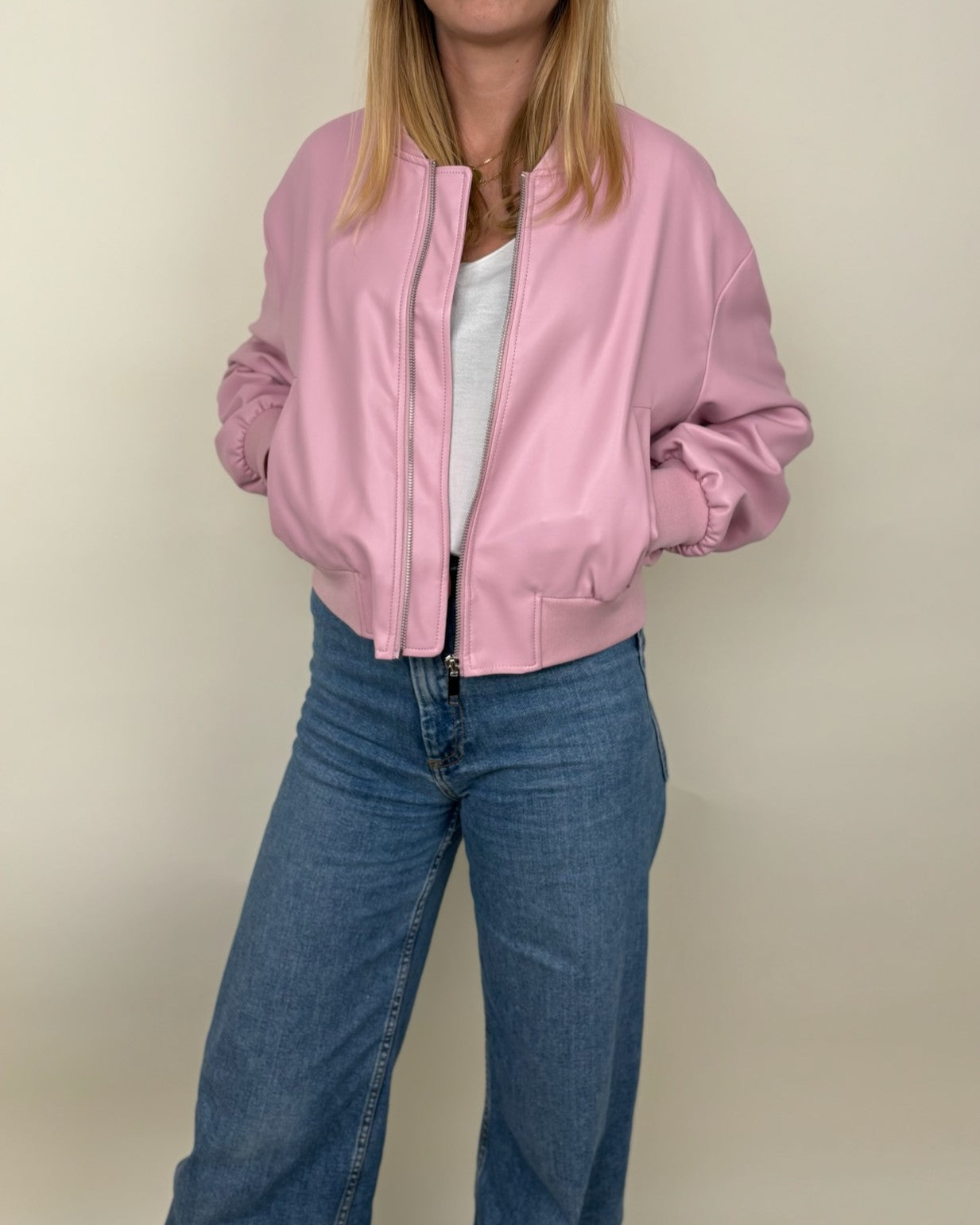 Blouson bomber en similicuir