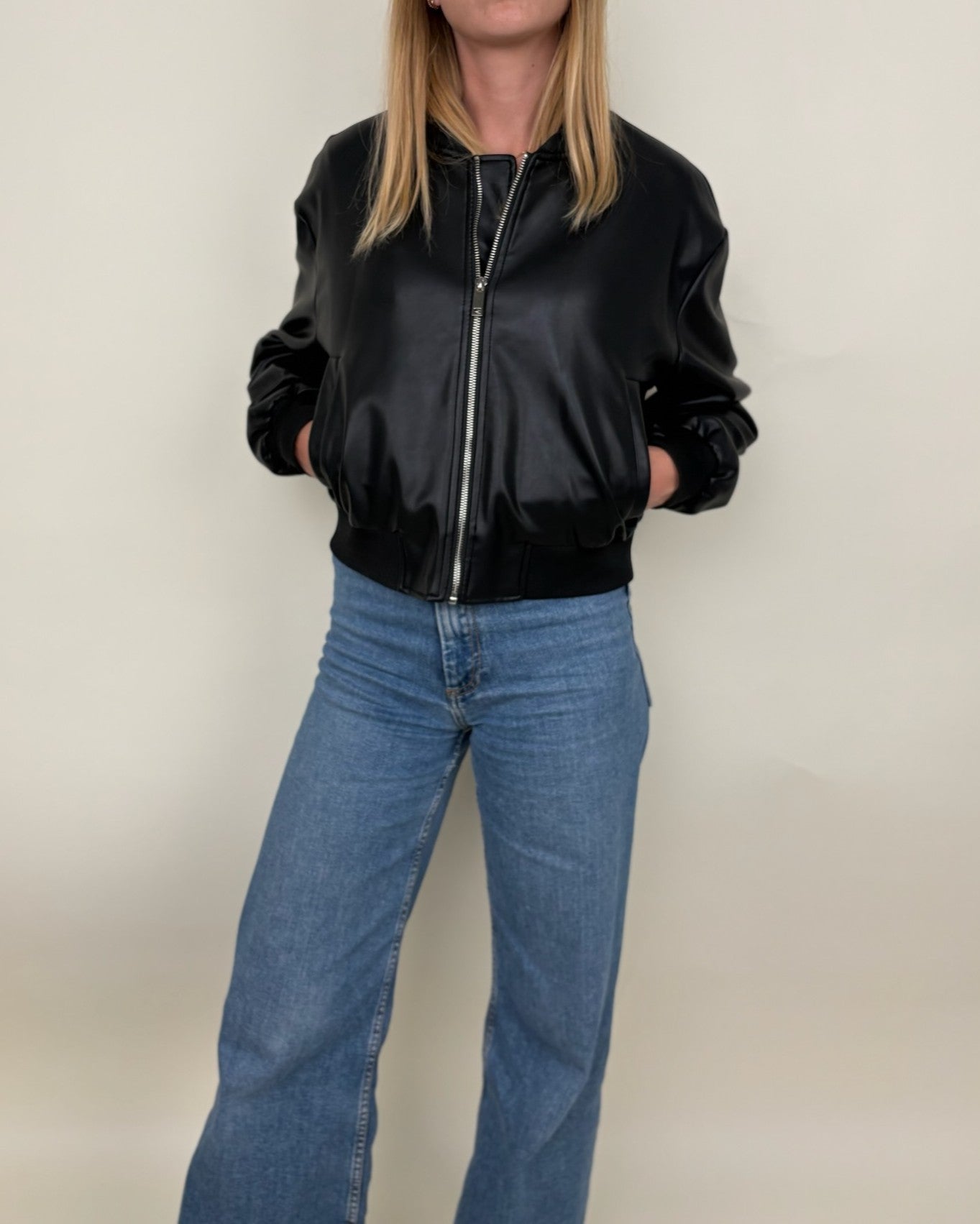 Blouson bomber en similicuir