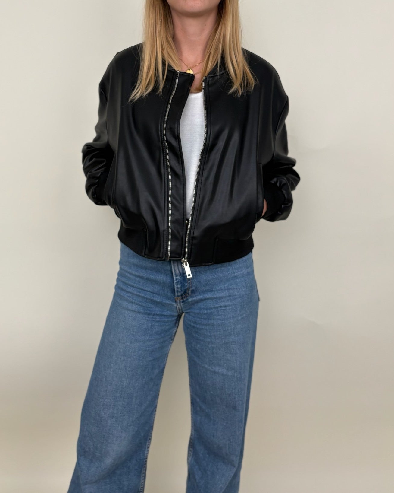 Blouson bomber en similicuir