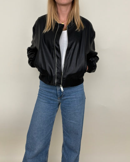 Blouson bomber en similicuir