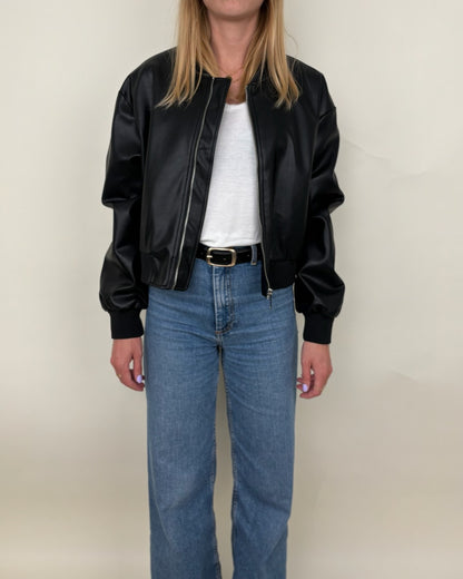 Blouson bomber en similicuir