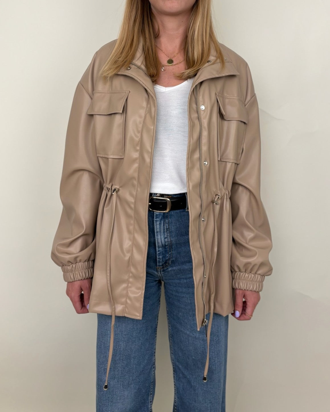 Parka saharienne en similicuir