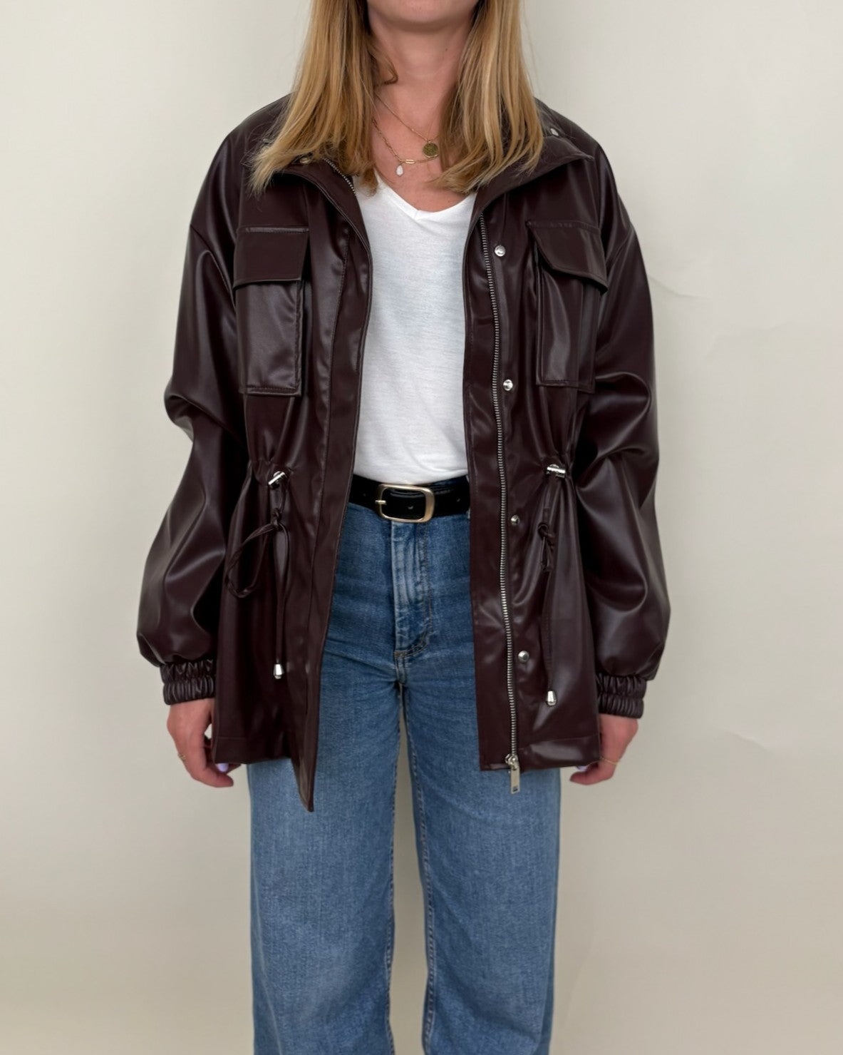 Parka saharienne en similicuir
