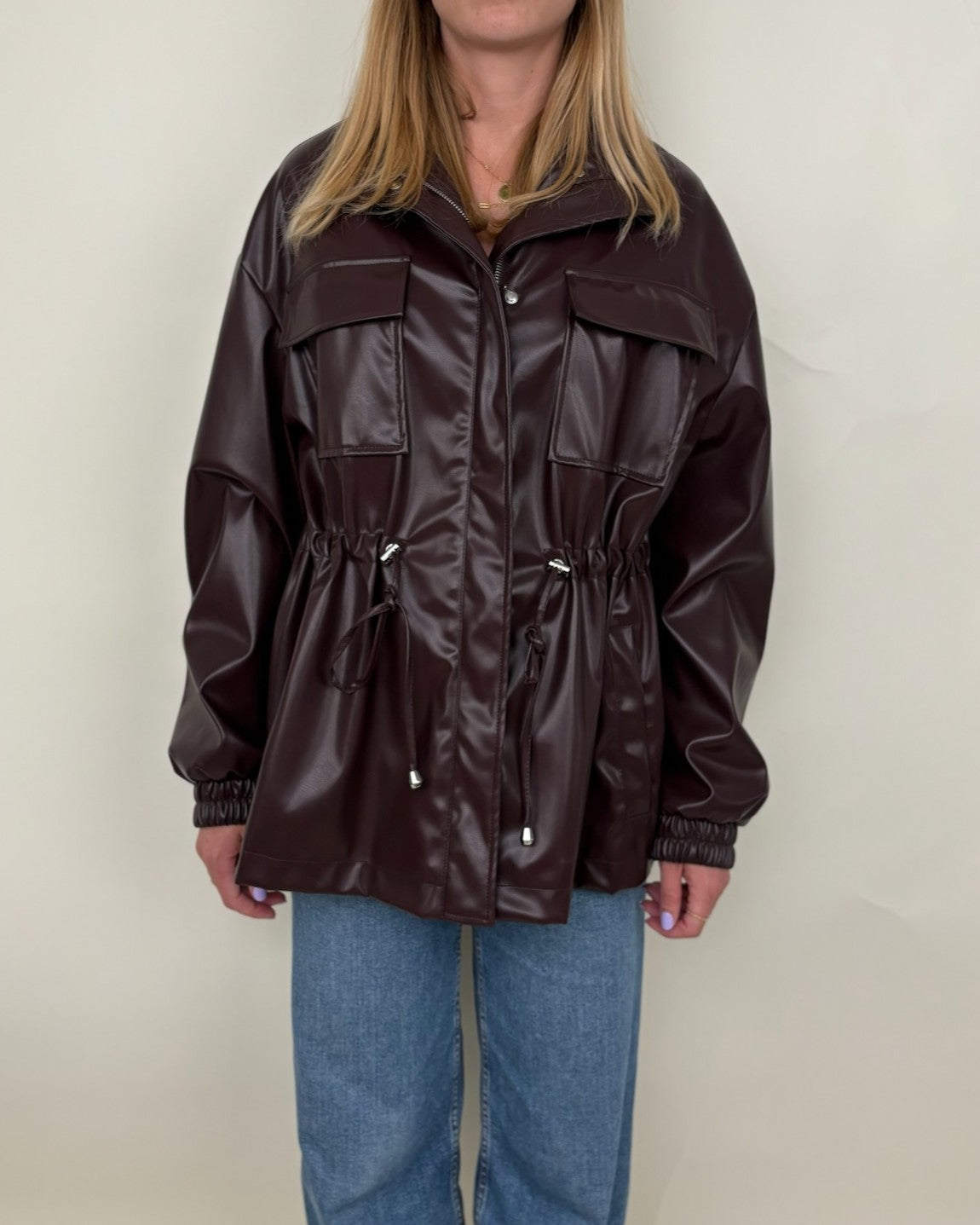 Parka saharienne en similicuir