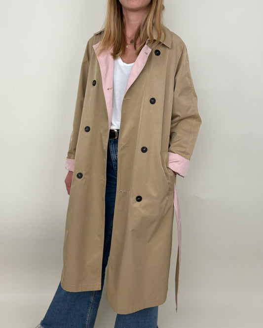 Trench réversible rose et beige