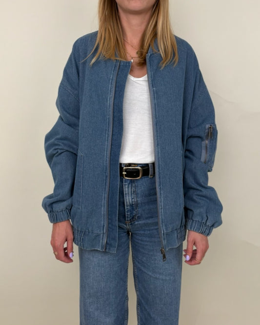 Blouson bomber en jean