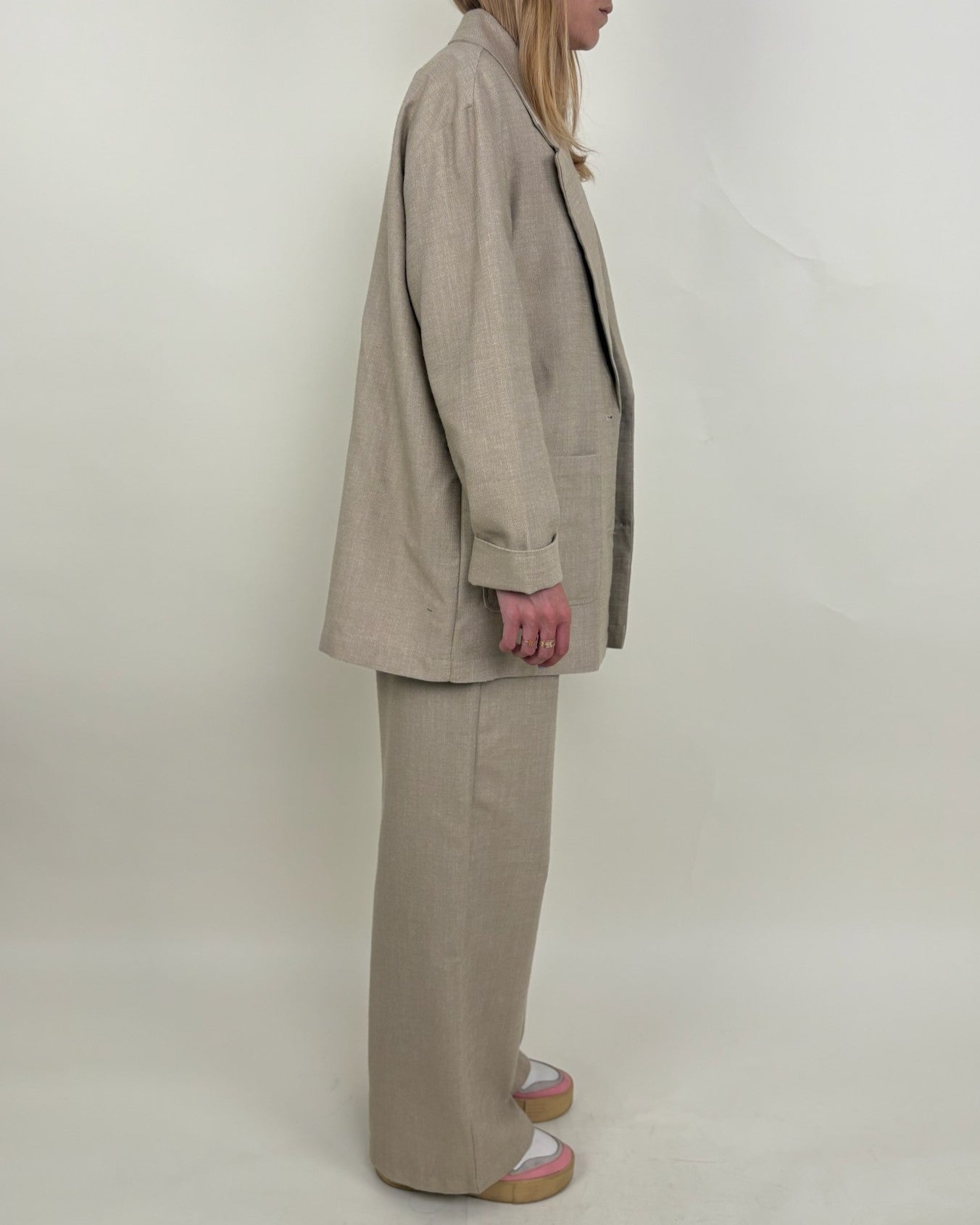 Linen-effect blazer jacket