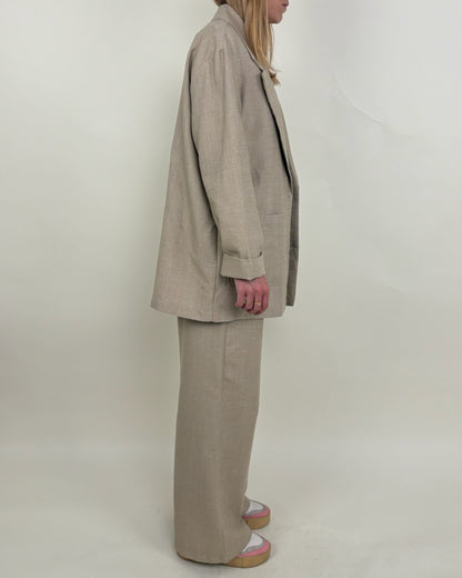 Linen-effect blazer jacket