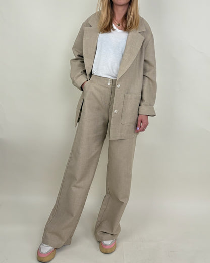 Linen-effect blazer jacket