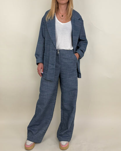 Linen-effect blazer jacket