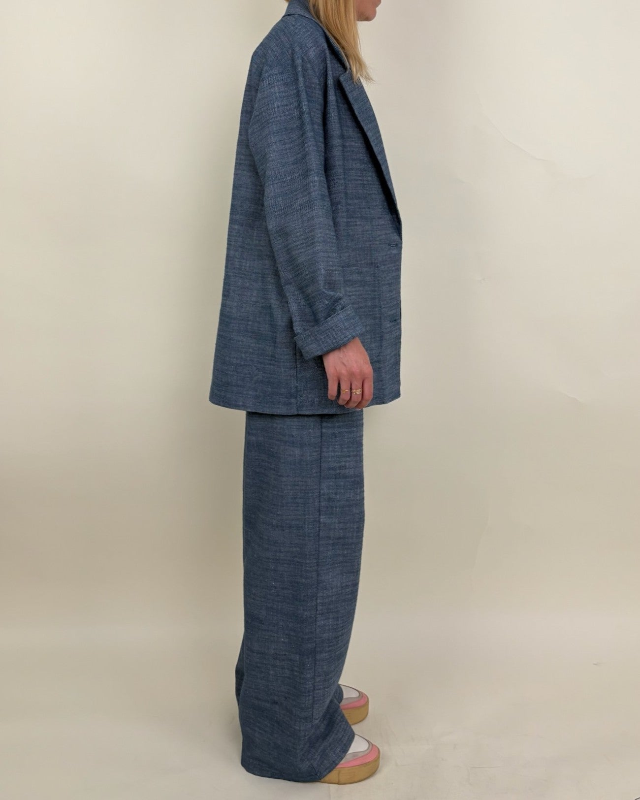Linen-effect blazer jacket