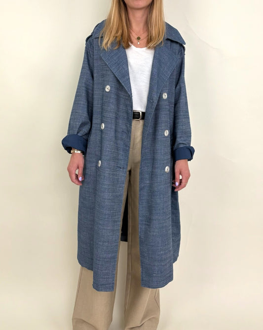 Linen-effect trench coat