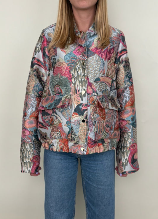 Blouson motif jacquard métallisé