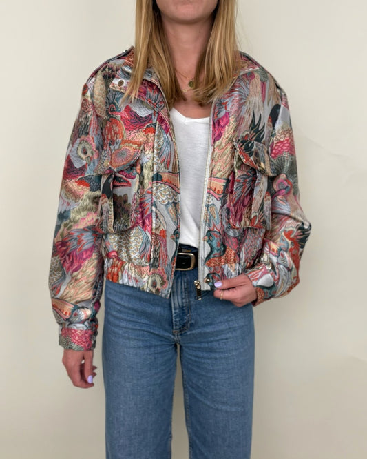 Veste motif jacquard métallisé