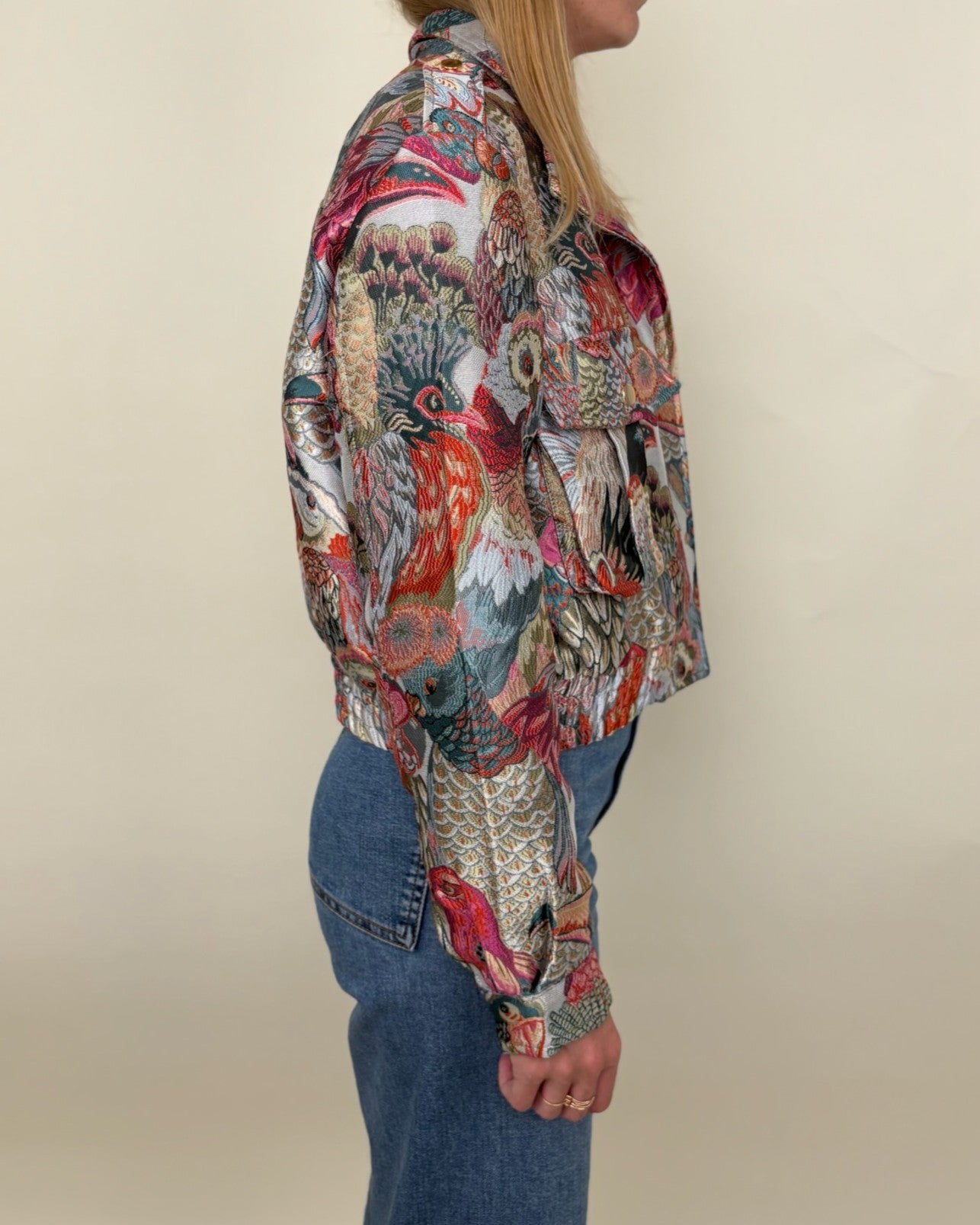Veste motif jacquard métallisé