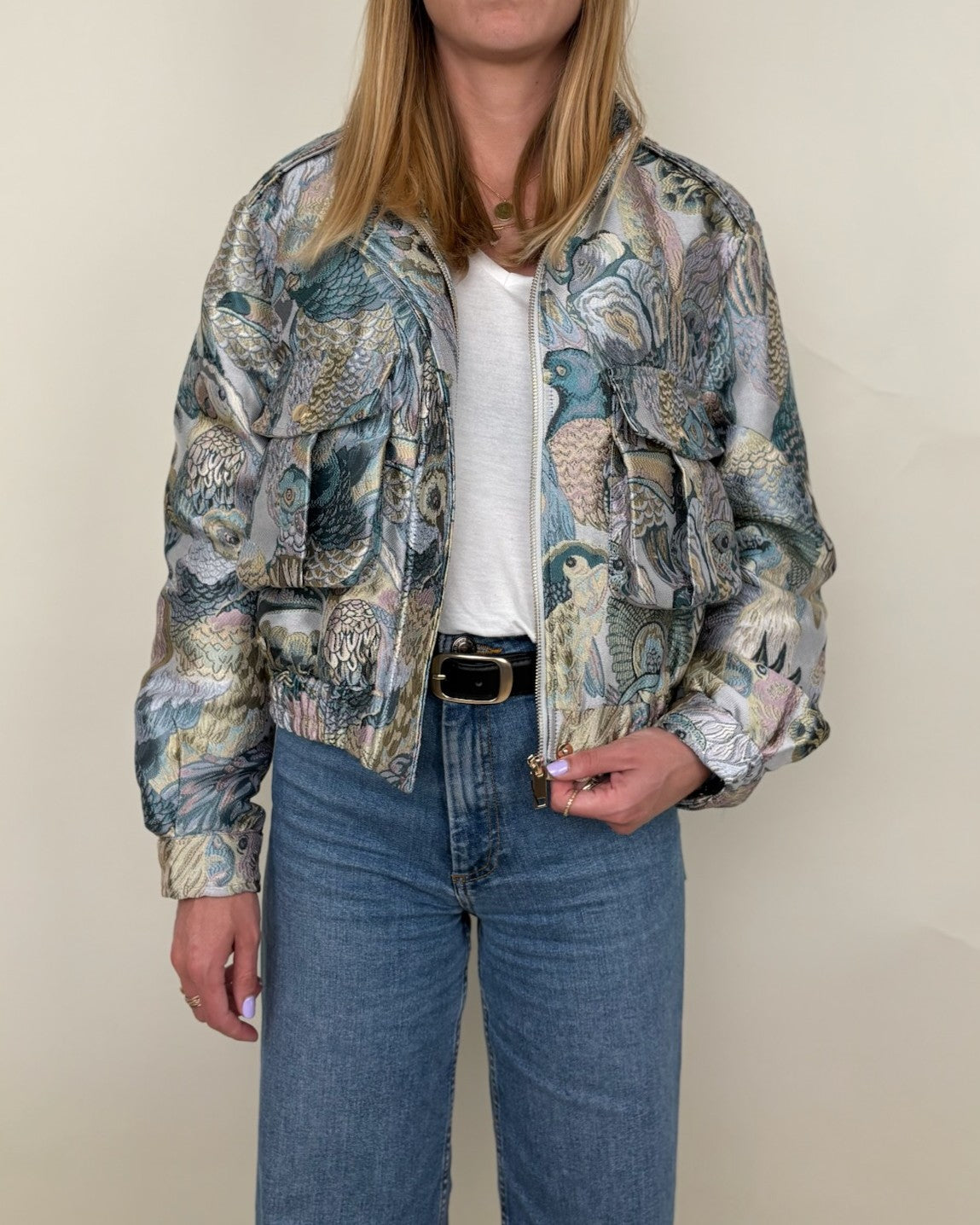 Veste motif jacquard métallisé