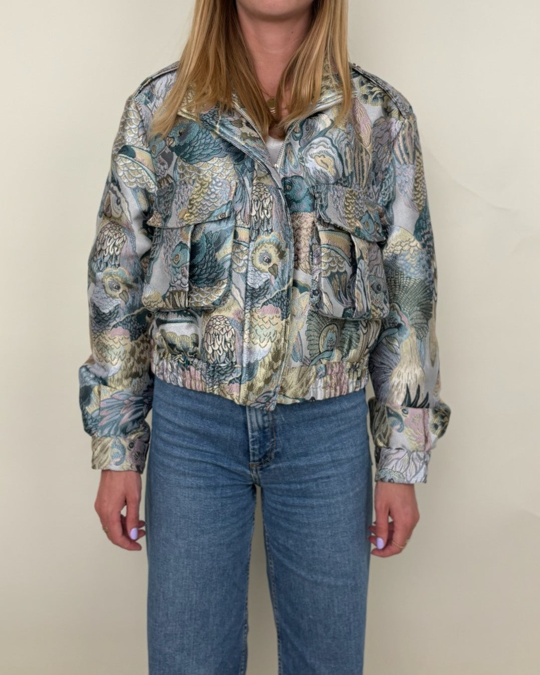 Veste motif jacquard métallisé