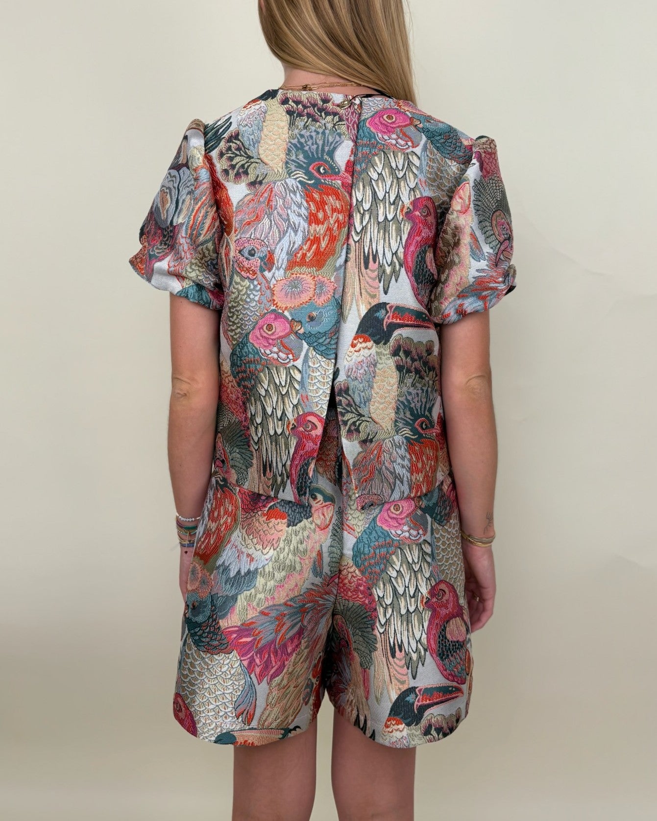 Top motif jacquard métallisé