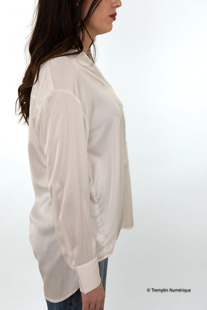 Long-sleeved satin blouse
