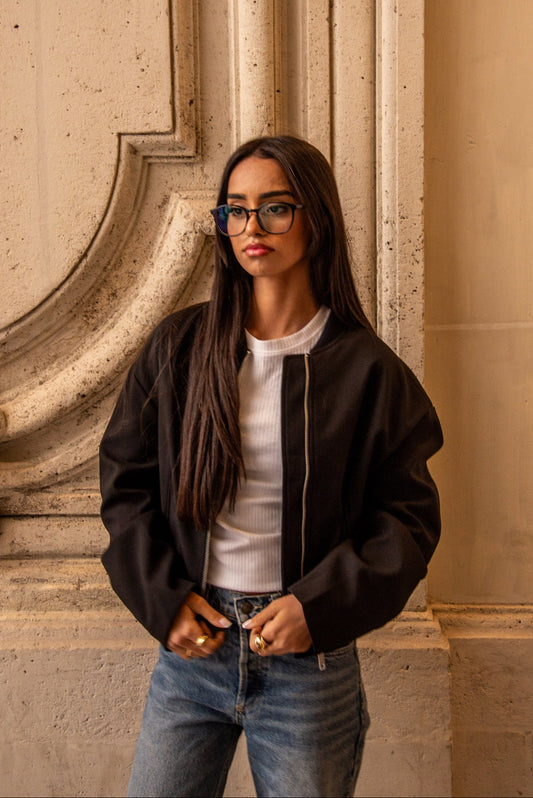 Elegant straight bomber jacket
