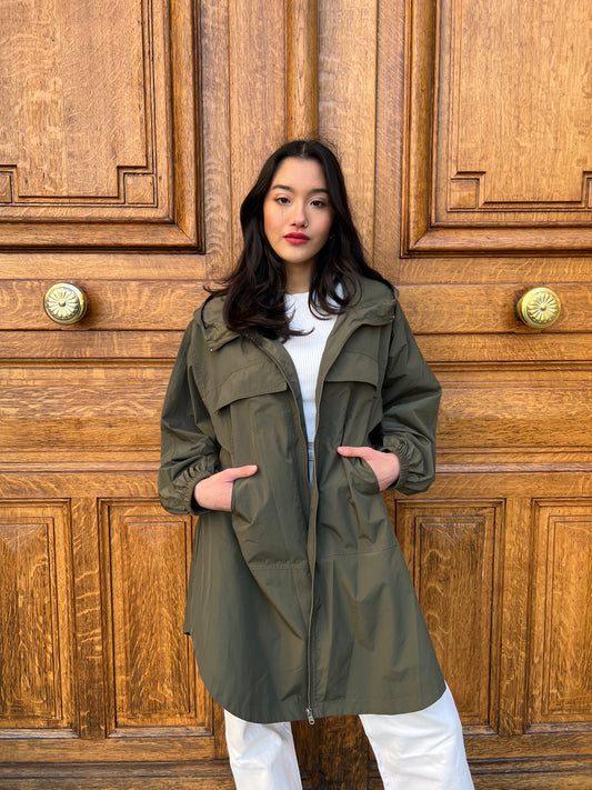 Long parka with hood