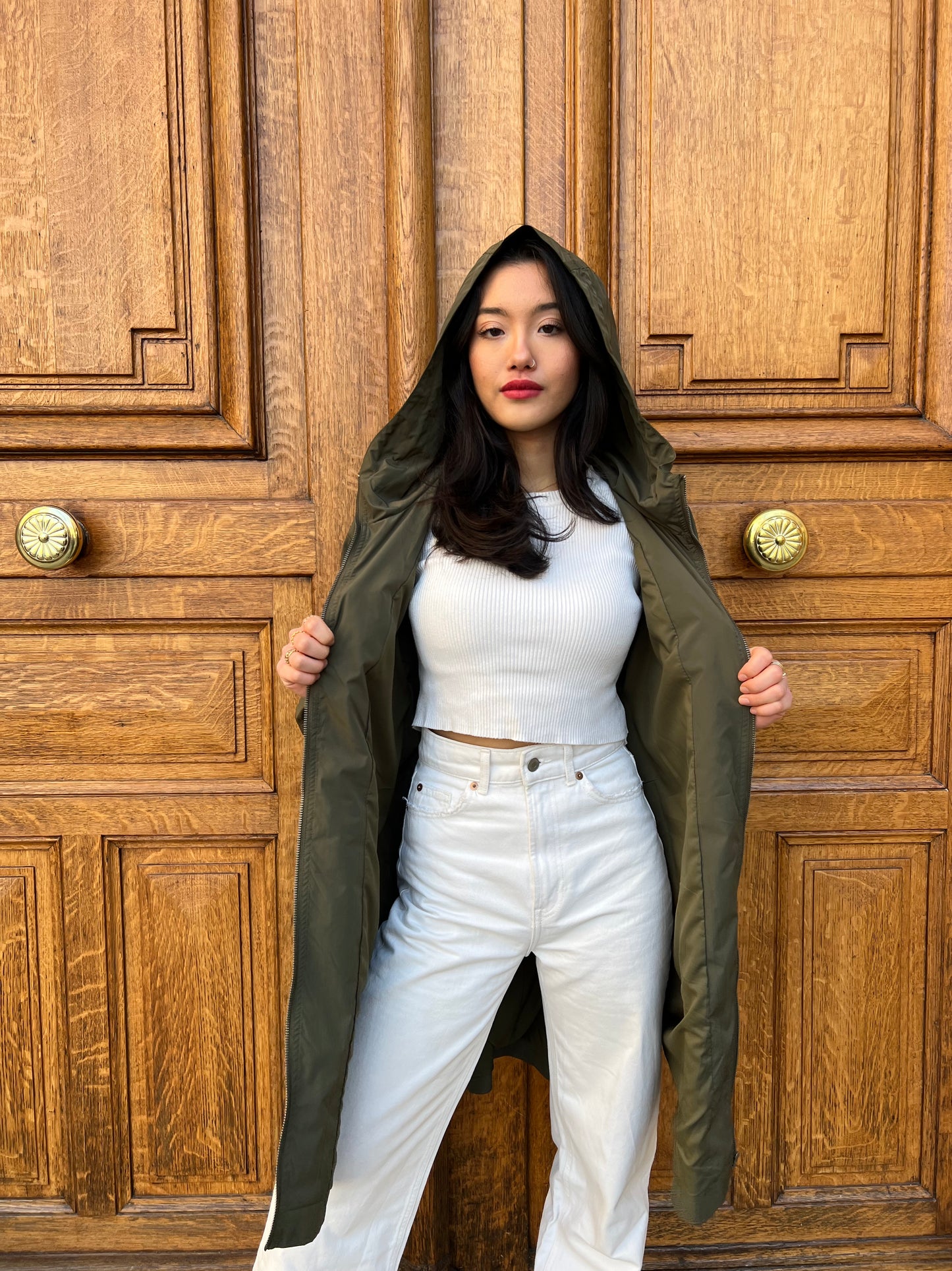 Long parka with hood
