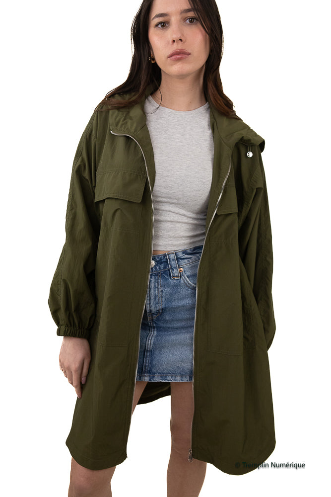 Long parka with hood